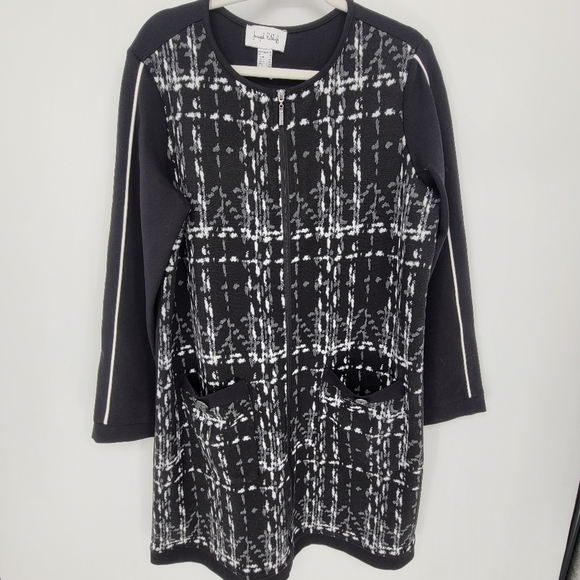 JOSEPH Ribkoff Black Grey white Coat Style blazer midi size 16 - Picture 3 of 10